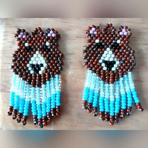 Hand Beaded Bear earrings